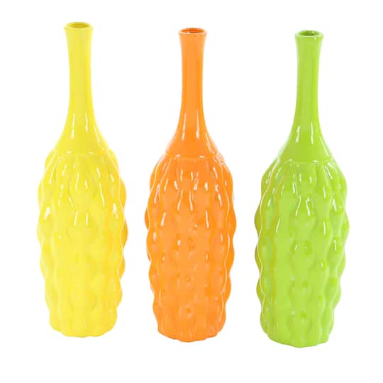 18" Bright Ceramic Coastal Vase Set